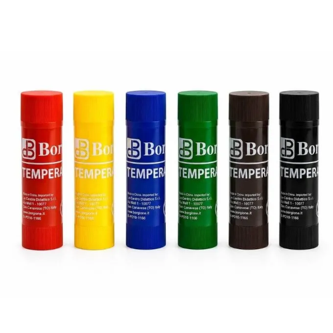 Tempera solida in stick borgione - 6 colori da 40 grammi
