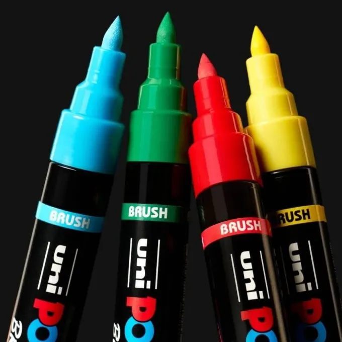 Uni posca confezione 8 pennarelli - punta brush