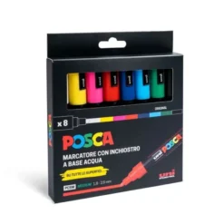 Uni posca punta media 8 pezzi in 8 colori