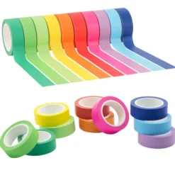 Washi tape colori assortiti tinta unita - 10 nastri
